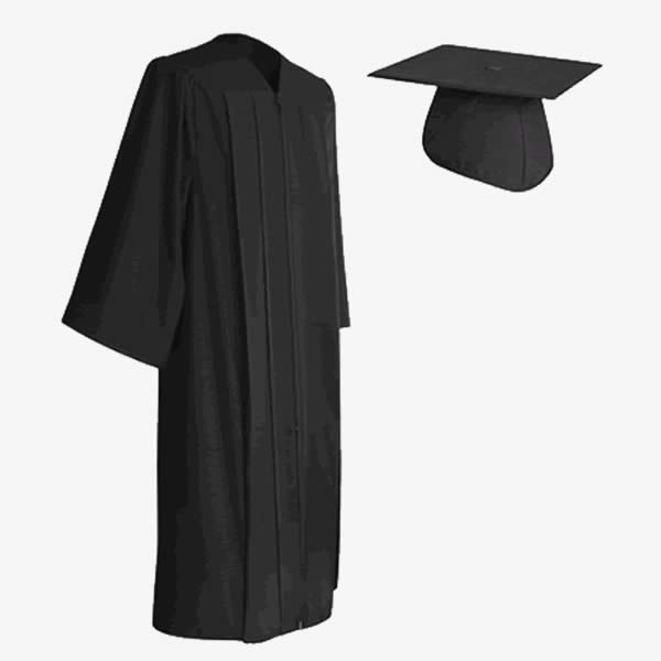 All Sizes Black Graduation Gown Shiny Fabric 
